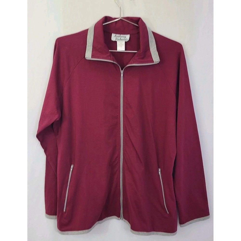 Anthony Richards Women's Size L Purple/Gray Trim Pocketed Track Cotton Jacket